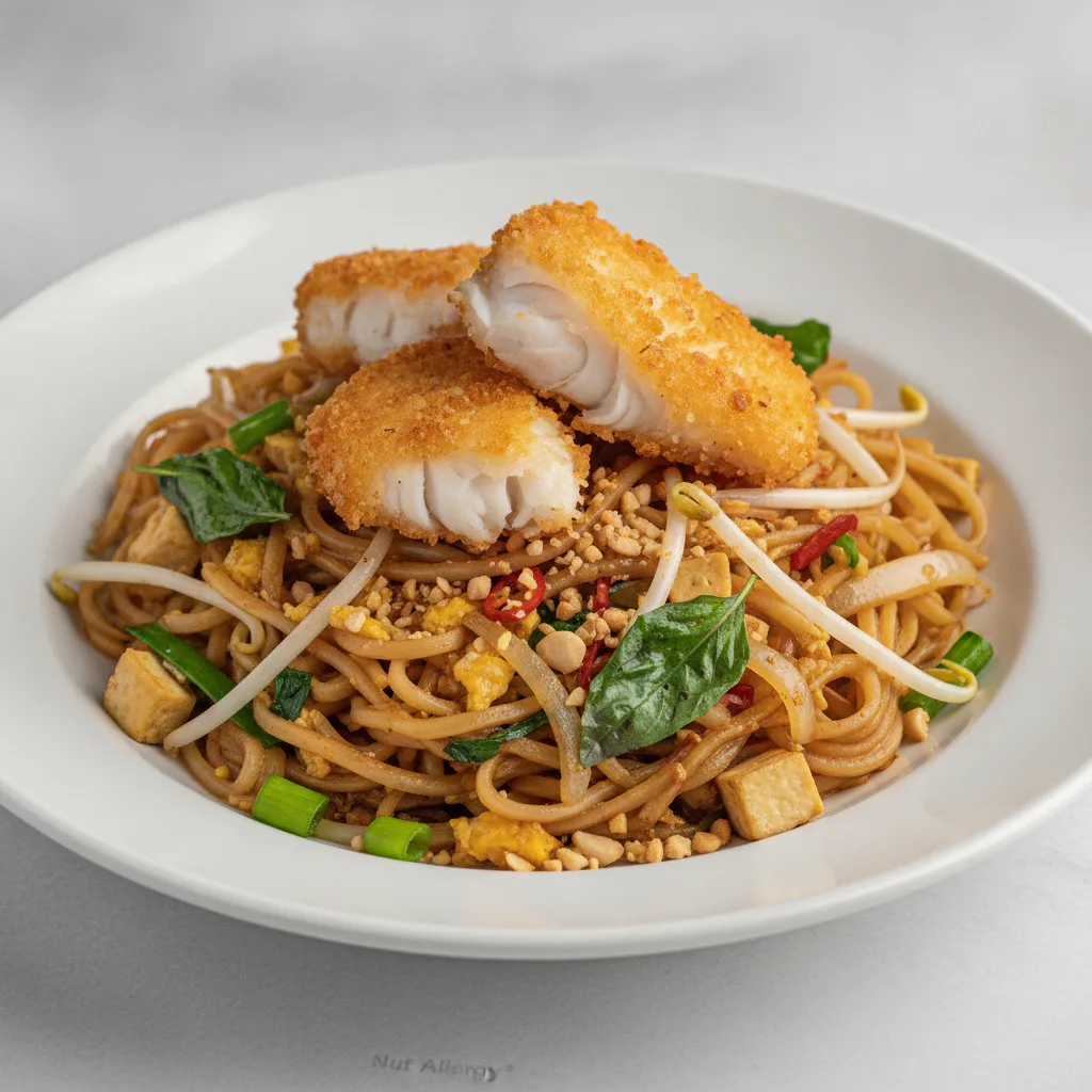 Basil Pad Thai with Crispy Fish Basil Pad Thai with Crispy Fish