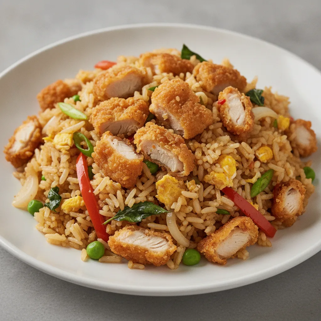 Basil Fried Rice with Crispy Chicken Basil Fried Rice with Crispy Chicken