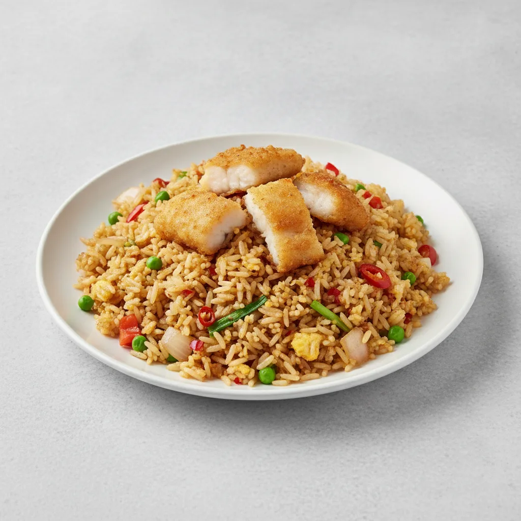Basil Fried Rice with Crispy Fish Basil Fried Rice with Crispy Fish
