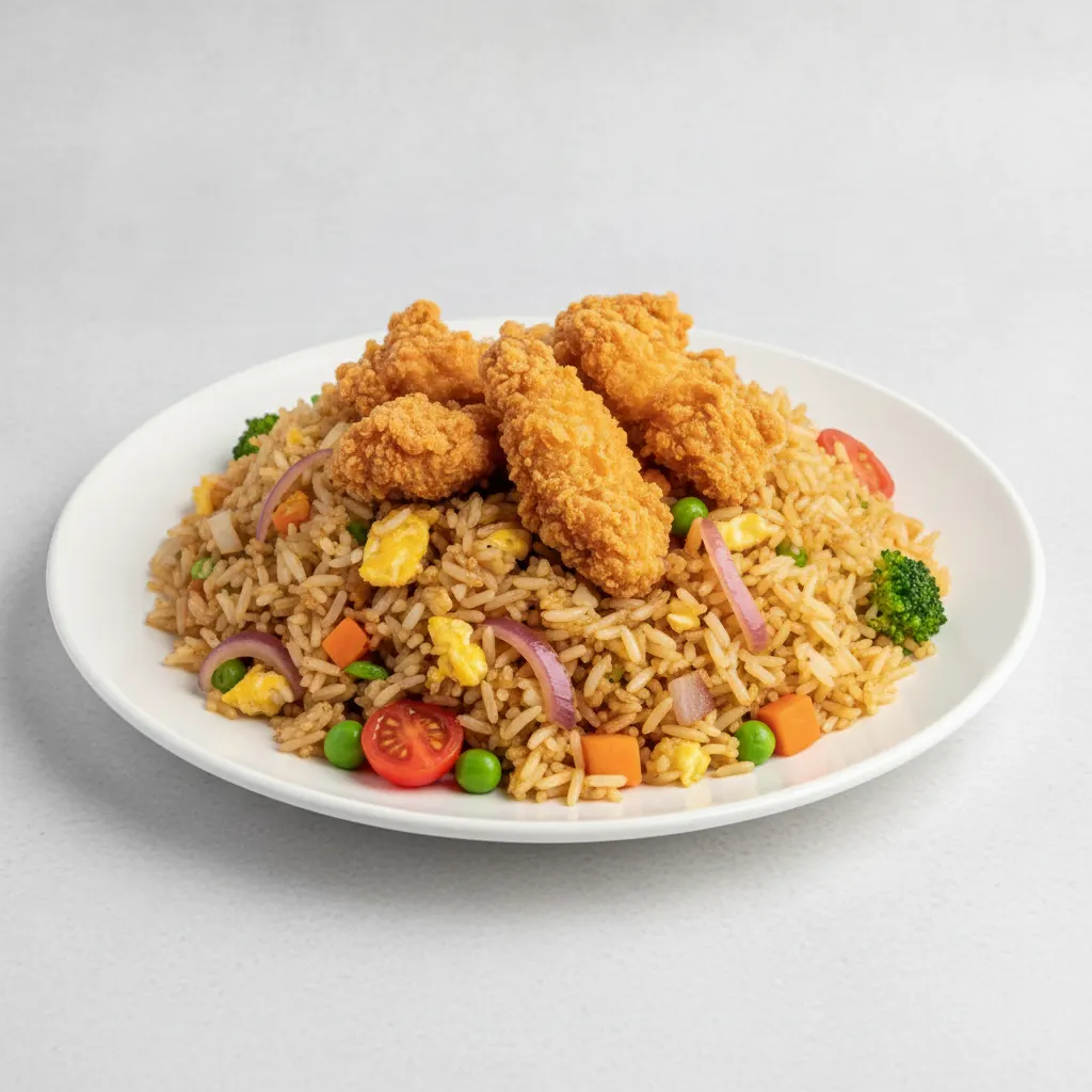 House Fried Rice with Crispy Chicken House Fried Rice with Crispy Chicken