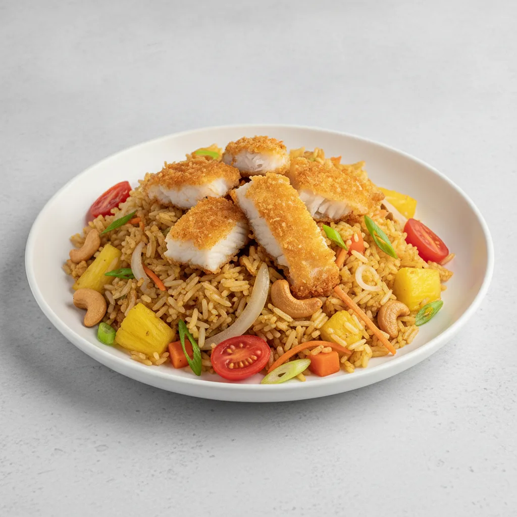 Pineapple Fried Rice with Crispy Fish Pineapple Fried Rice with Crispy Fish
