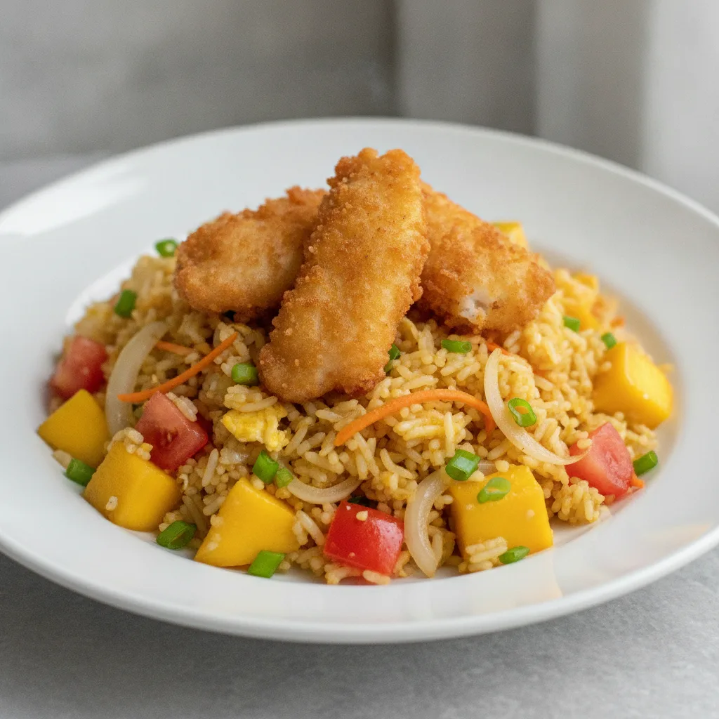 Mango Fried Rice with Crispy Fish Mango Fried Rice with Crispy Fish