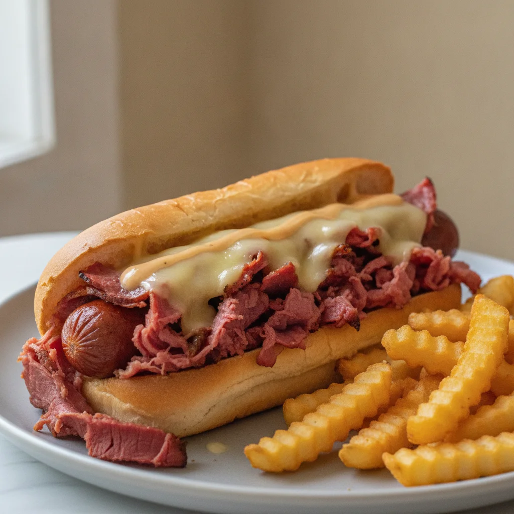 The Reuben Dog + Regular Fries