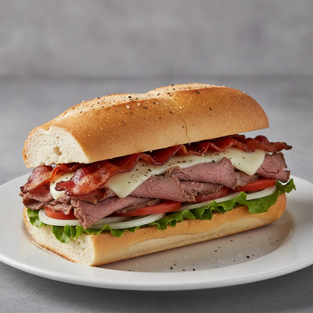 Roast Beef & Cheese Hoagie + Bacon