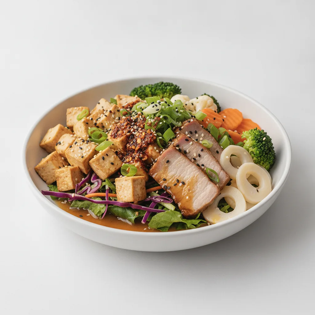 Light Carb Protein Lover Greens Bowl with Garlic Sesame Soy Sauce