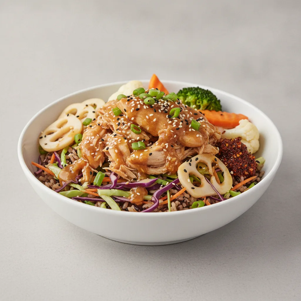 Chicken Rice and Cabbage Bowl with Lemon Garlic Soy Sauce