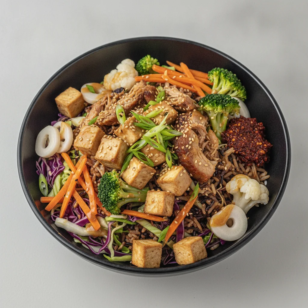 Protein Lover Rice and Cabbage Bowl with Lemon Garlic Soy Sauce