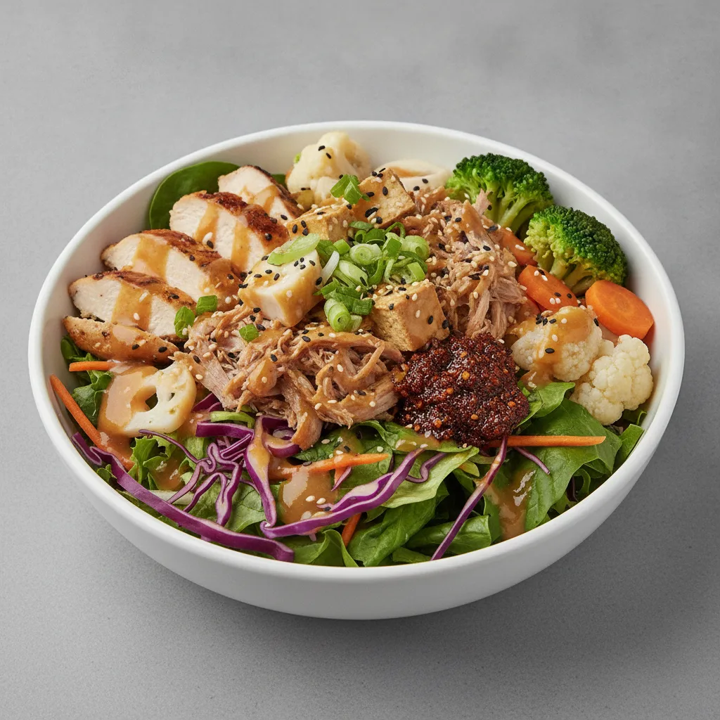 Light Carb Protein Lover Greens Bowl with Lemon Garlic Soy Sauce