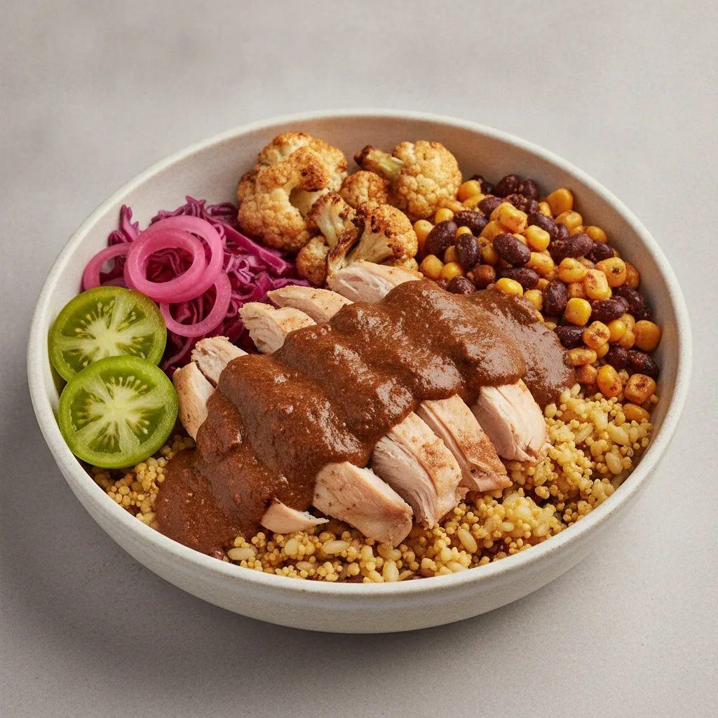 Chicken Rice Bowl with Palmita Mole Chicken Rice Bowl with Palmita Mole