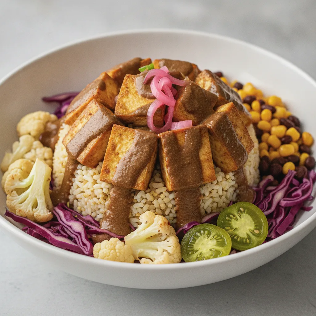 Tofu Rice Bowl with Palmita Mole Tofu Rice Bowl with Palmita Mole