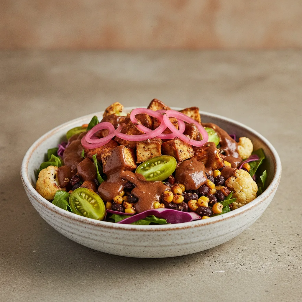 Light Carb Tofu Ensalada with Palmita Mole Light Carb Tofu Ensalada with Palmita Mole