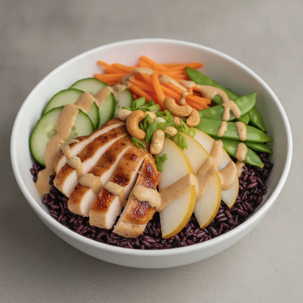 Chicken Purple Rice Bowl with "Peanut" Sauce Chicken Purple Rice Bowl with "Peanut" Sauce