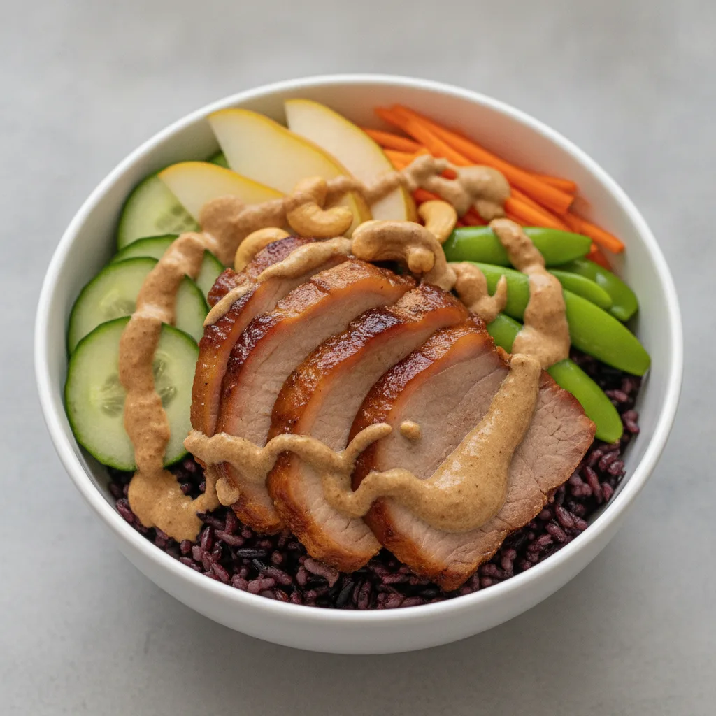 Pork Shoulder Purple Rice Bowl with "Peanut Sauce" Pork Shoulder Purple Rice Bowl with "Peanut Sauce"