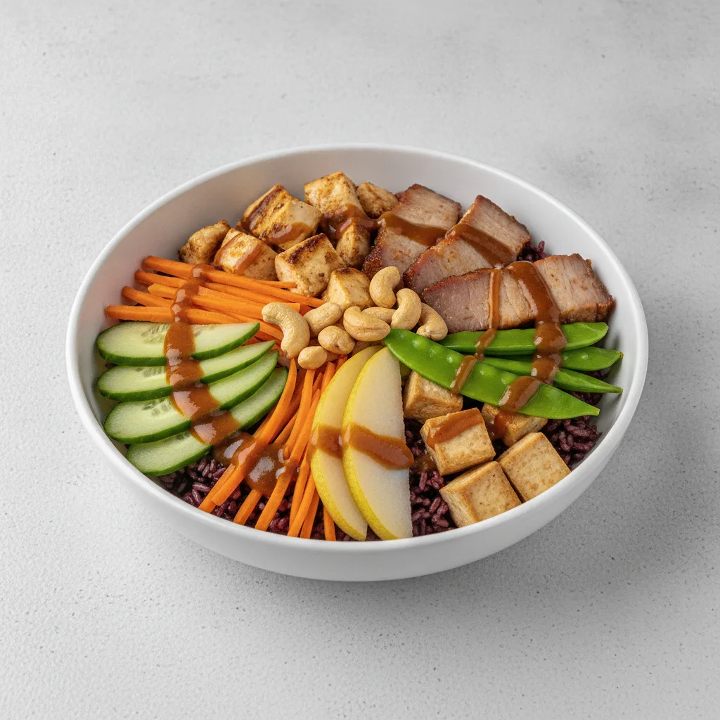 Protein Combo Purple Rice Bowl with Tamarind Sauce Protein Combo Purple Rice Bowl with Tamarind Sauce