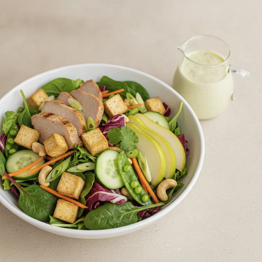 Protein Combo Salad with Ginger Lime Sauce Protein Combo Salad with Ginger Lime Sauce