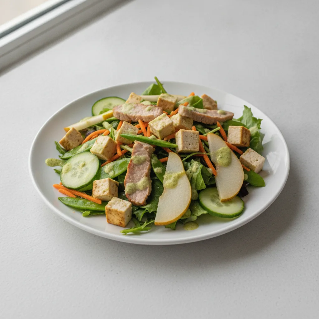 Nut-Free Protein Combo Salad with Ginger Lime Sauce (No Cashews) Nut-Free Protein Combo Salad with Ginger Lime Sauce (No Cashews)