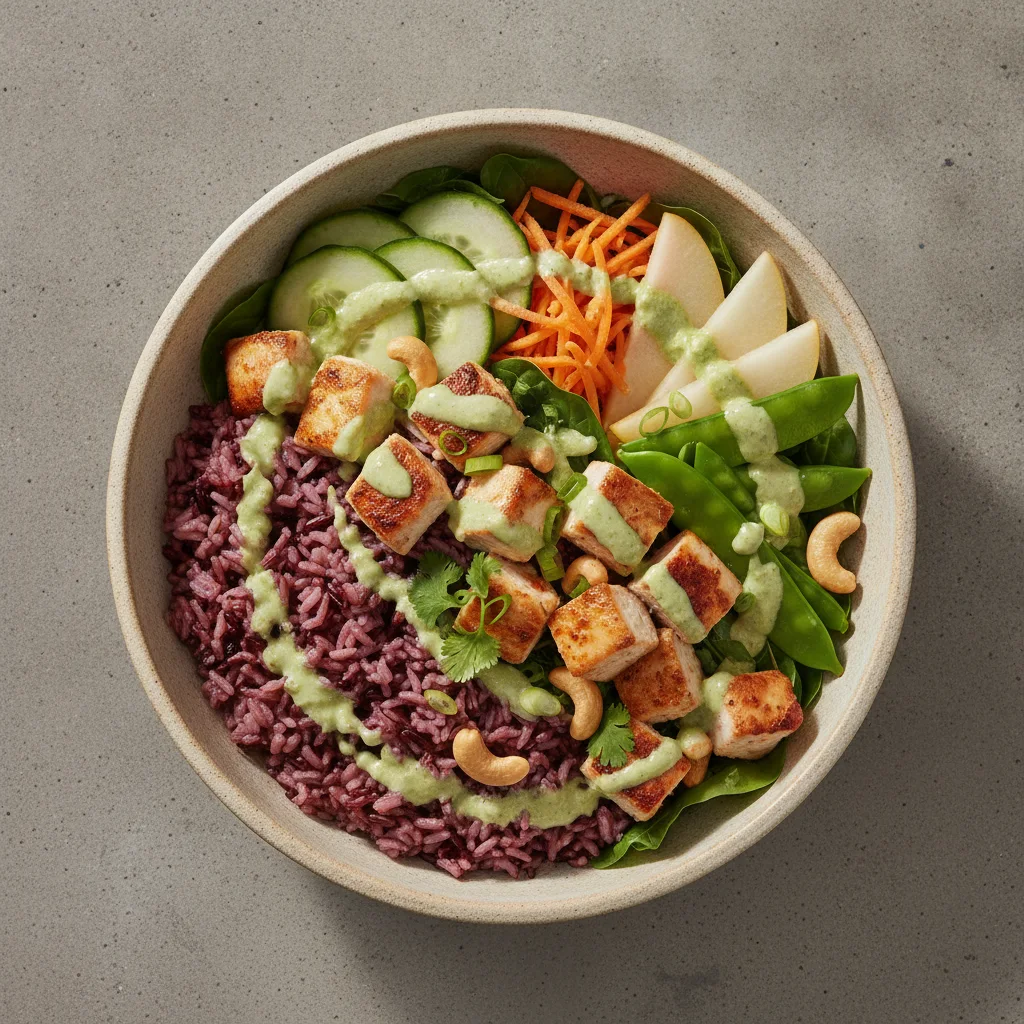 Chicken 50-50 Bowl with Ginger Lime Sauce Chicken 50-50 Bowl with Ginger Lime Sauce