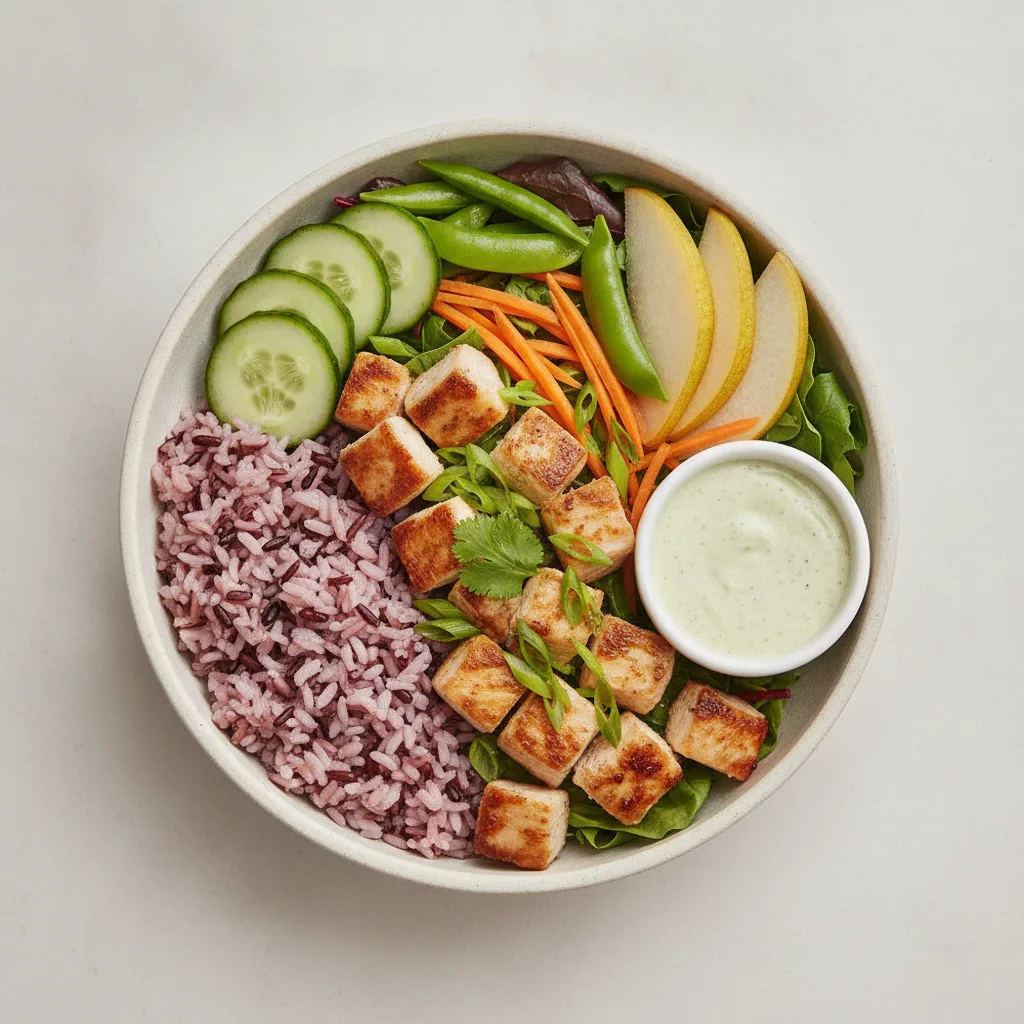 Nut-Free Chicken 50-50 Bowl with Ginger Lime Sauce (No Cashews) Nut-Free Chicken 50-50 Bowl with Ginger Lime Sauce (No Cashews)