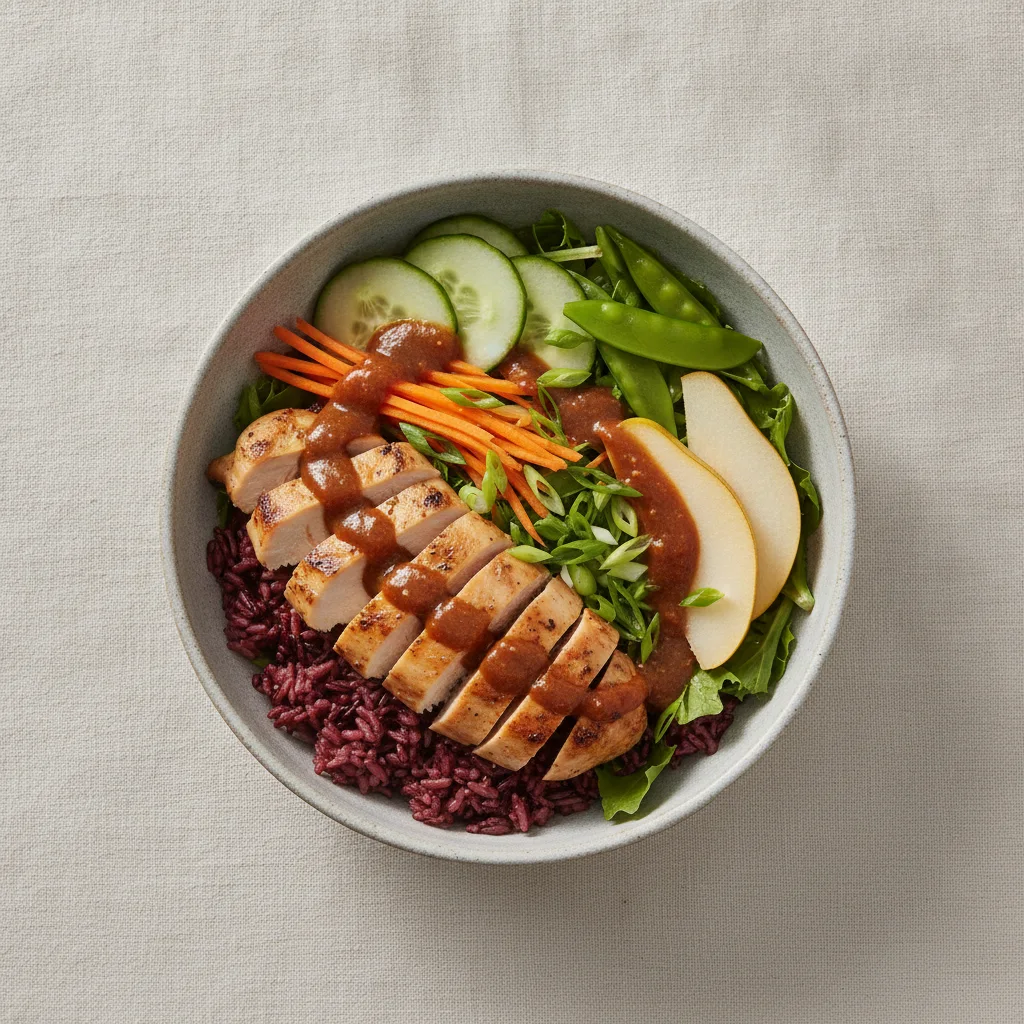 Nut-Free Chicken 50-50 Bowl with Tamarind Sauce (No Cashews) Nut-Free Chicken 50-50 Bowl with Tamarind Sauce (No Cashews)