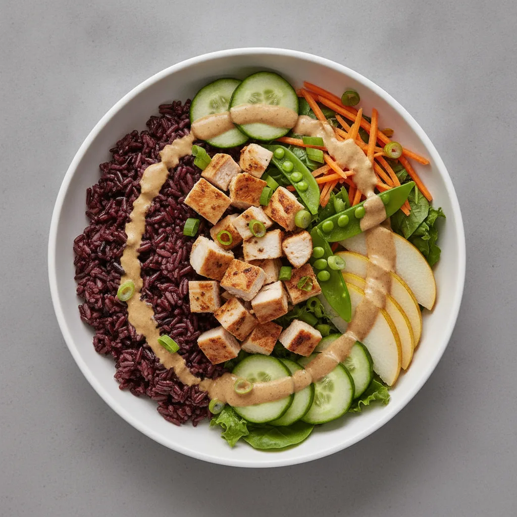 Nut-Free Chicken 50-50 Bowl with "Peanut" Sauce (No Cashews) Nut-Free Chicken 50-50 Bowl with "Peanut" Sauce (No Cashews)