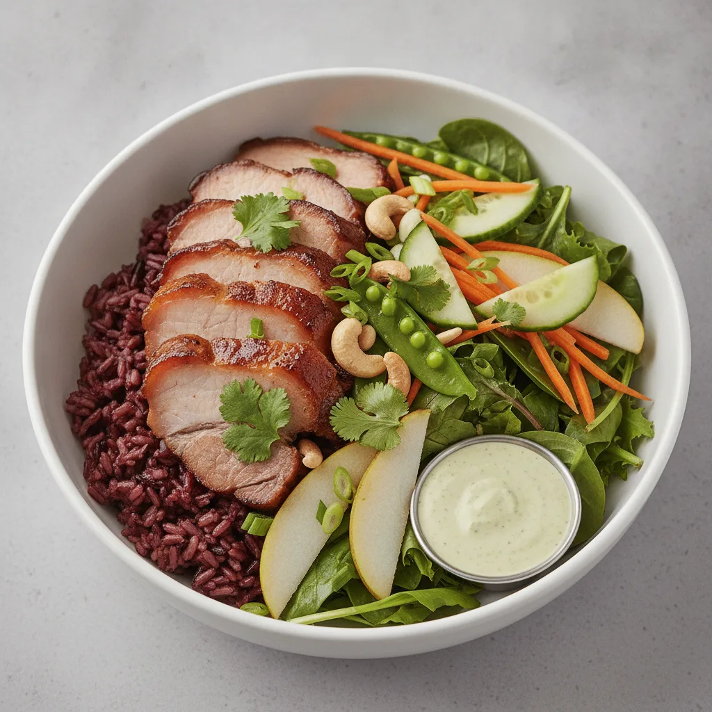 Pork Shoulder 50-50 Bowl with Ginger Lime Sauce Pork Shoulder 50-50 Bowl with Ginger Lime Sauce
