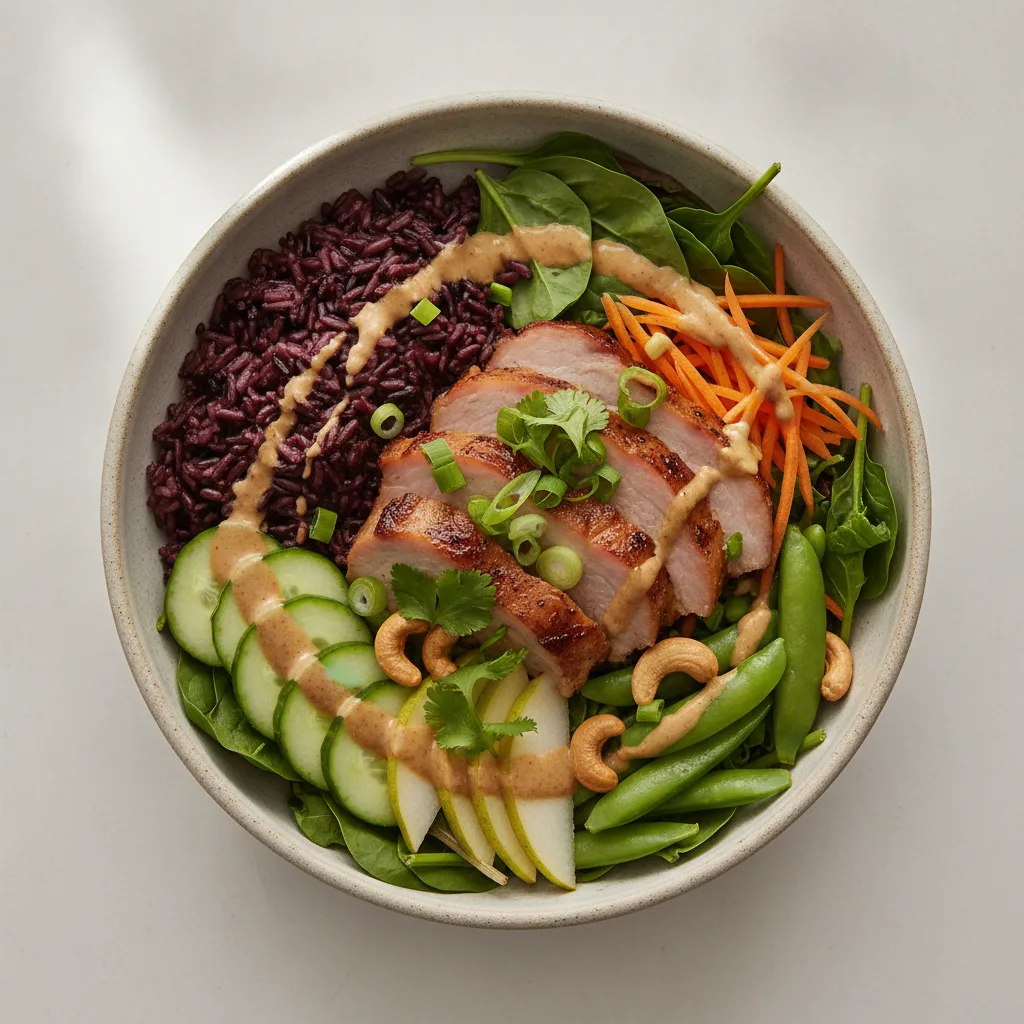 Pork Shoulder 50-50 Bowl with "Peanut" Sauce Pork Shoulder 50-50 Bowl with "Peanut" Sauce