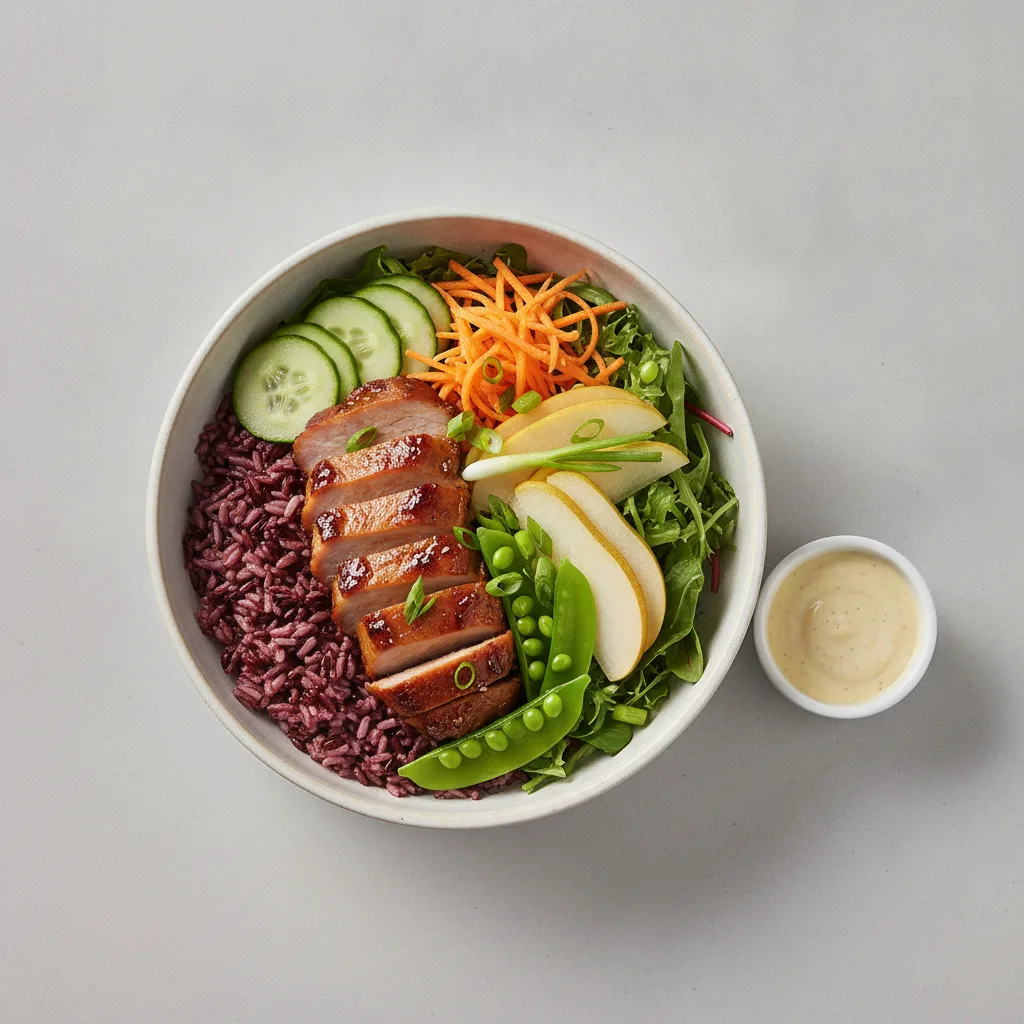 Nut-Free Pork Shoulder 50-50 Bowl with Ginger Lime Sauce (No Cashews) Nut-Free Pork Shoulder 50-50 Bowl with Ginger Lime Sauce (No Cashews)