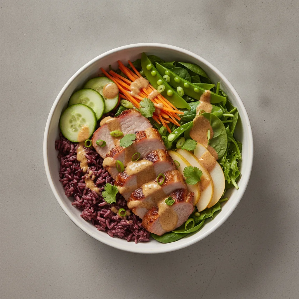 Nut-Free Pork Shoulder 50-50 Bowl with "Peanut" Sauce (No Cashews) Nut-Free Pork Shoulder 50-50 Bowl with "Peanut" Sauce (No Cashews)