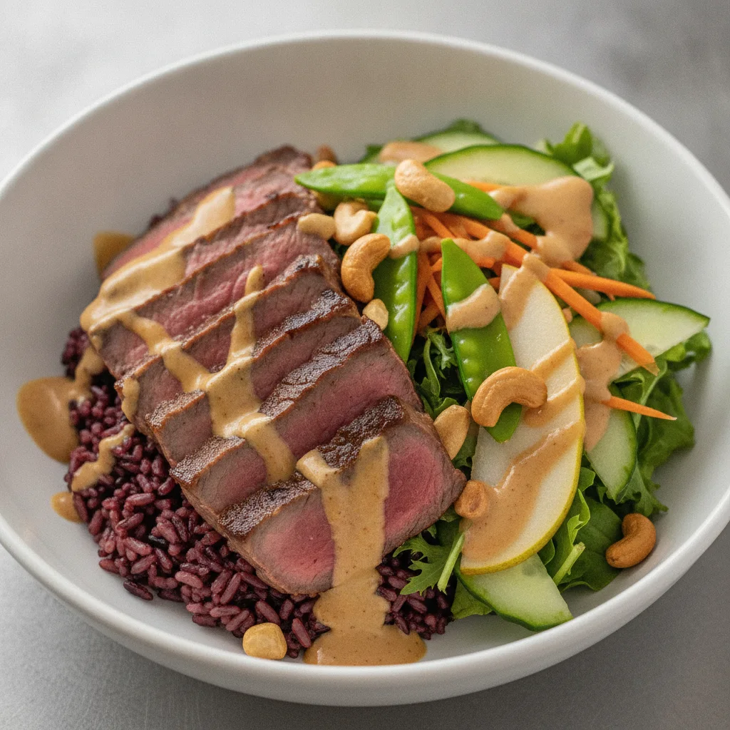 Wagyu Beef 50-50 Bowl with "Peanut" Sauce Wagyu Beef 50-50 Bowl with "Peanut" Sauce
