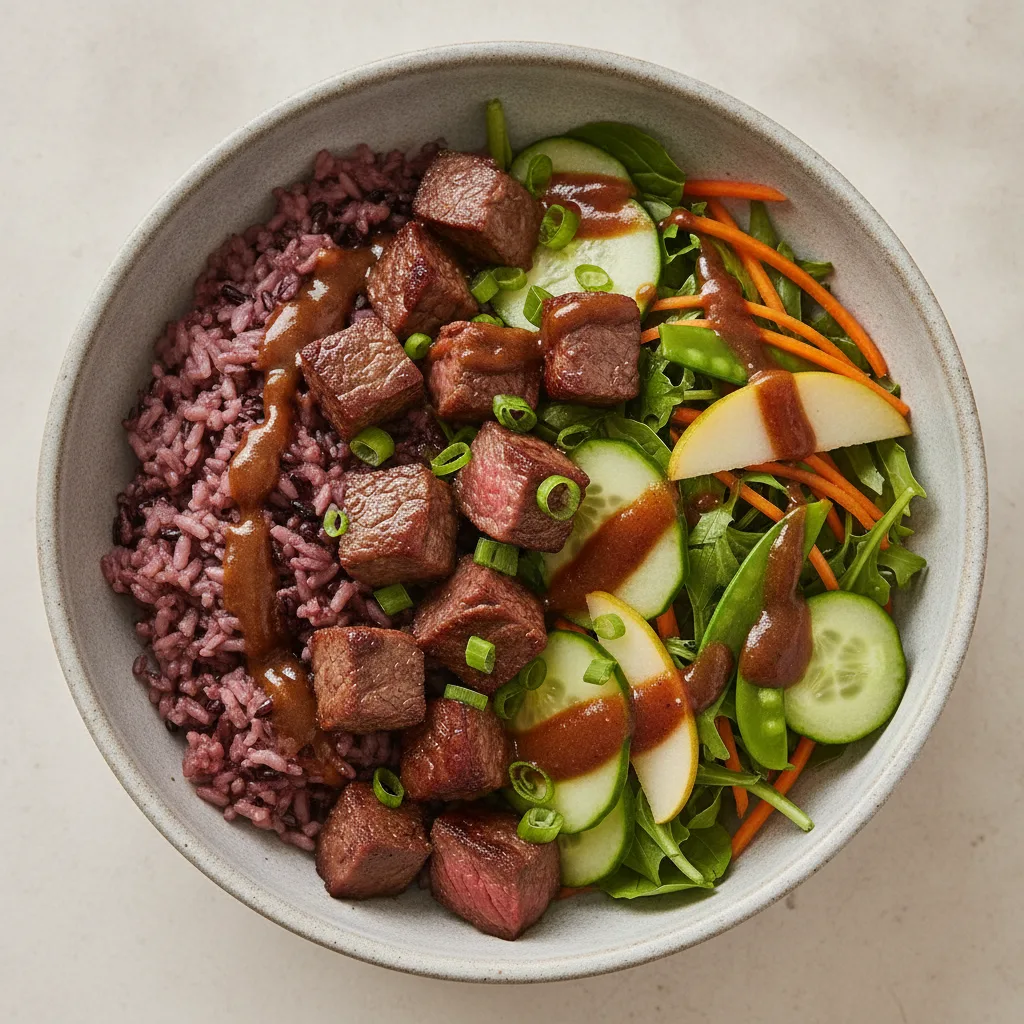 Nut-Free Wagyu Beef 50-50 Bowl with Tamarind Sauce (No Cashews) Nut-Free Wagyu Beef 50-50 Bowl with Tamarind Sauce (No Cashews)