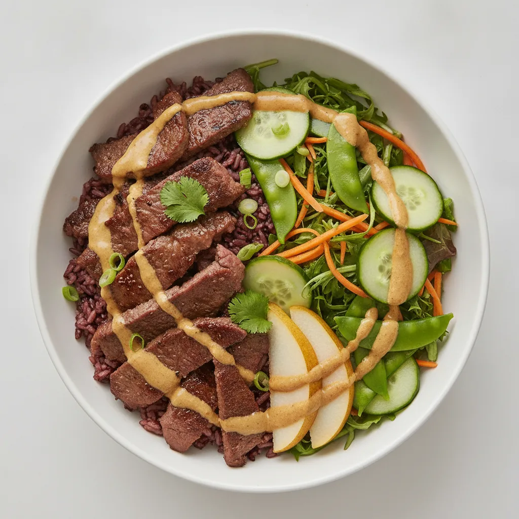 Nut-Free Wagyu Beef 50-50 Bowl with "Peanut" Sauce (No Cashews) Nut-Free Wagyu Beef 50-50 Bowl with "Peanut" Sauce (No Cashews)