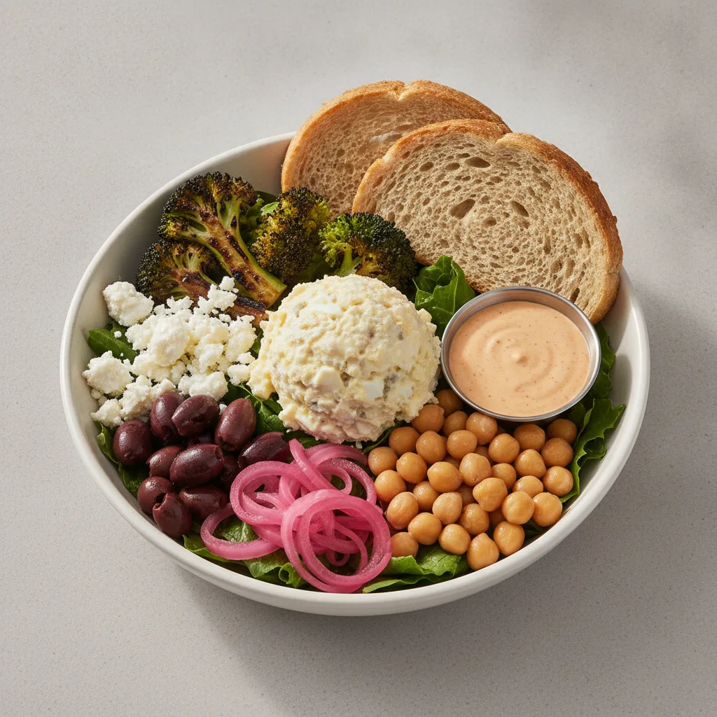 Mama's Mediterranean, Japanese Style Egg Salad, Chipotle Ranch, GF Bread