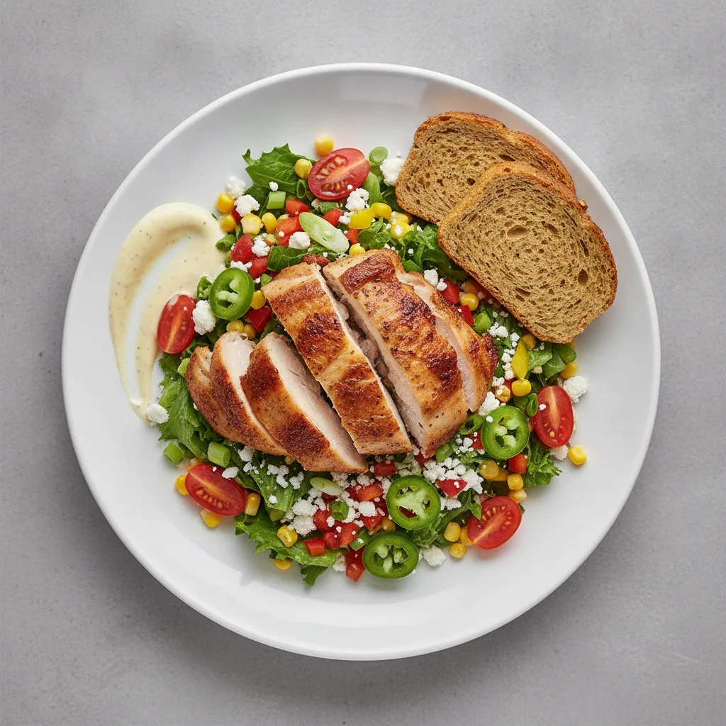 South by Southwest, Roasted Chicken, Lemon Herb Vinaigrette, GF Bread