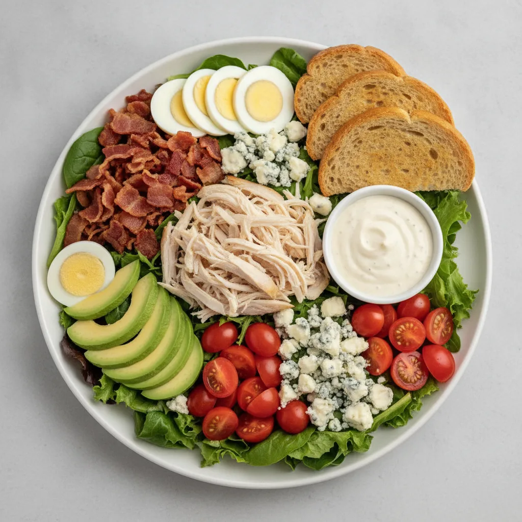Proper Cobb, Roasted Chicken, Blue Cheese Dressing, GF Bread