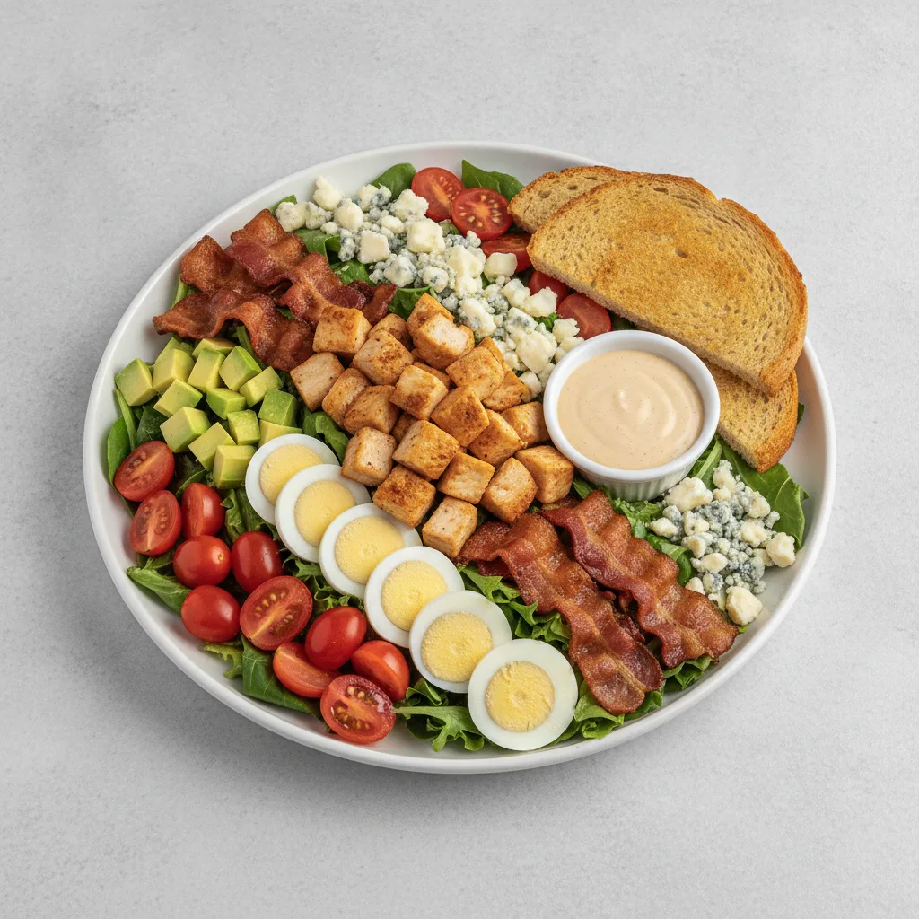 Proper Cobb, Roasted Chicken, Caesar Dressing, GF Bread