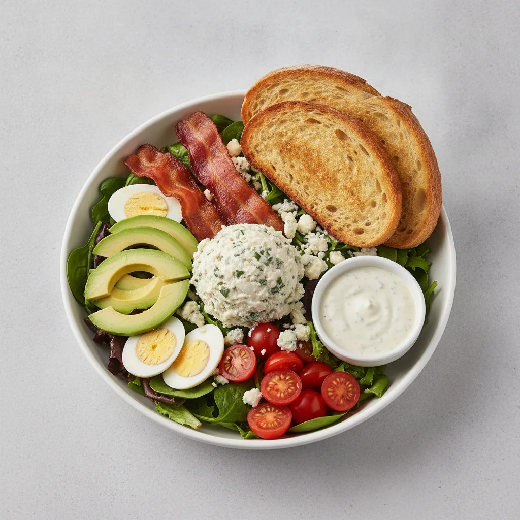 Proper Cobb, Herb Chicken Salad, Blue Cheese Dressing, Sourdough