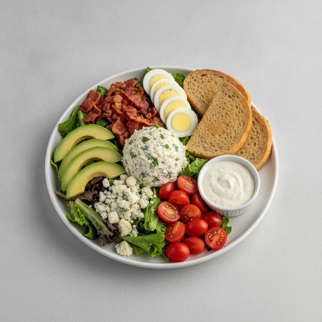 Proper Cobb, Herb Chicken Salad, Blue Cheese Dressing, GF Bread
