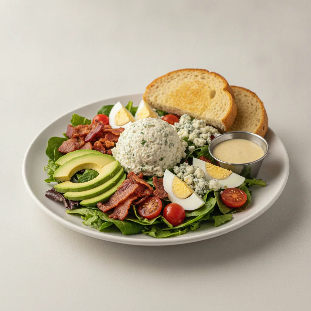 Proper Cobb, Herb Chicken Salad, Caesar Dressing, GF Bread