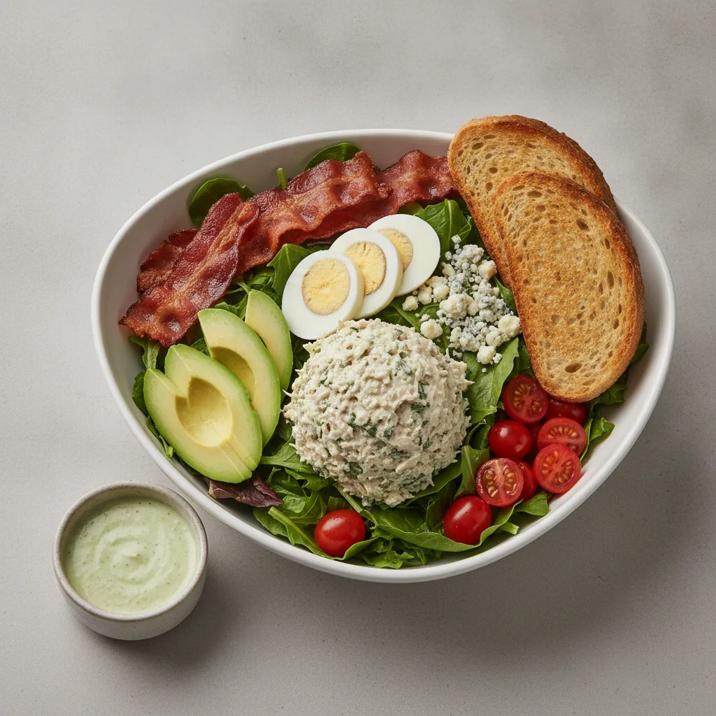 Proper Cobb, Herb Chicken Salad, Green Goddess Dressing, GF Bread
