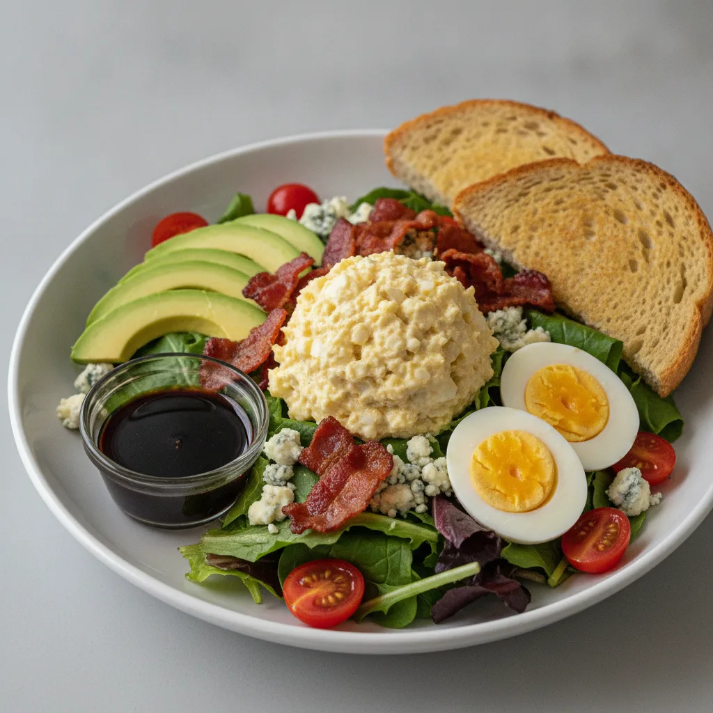 Proper Cobb, Japanese Style Egg Salad, Balsamic Vinaigrette, GF Bread