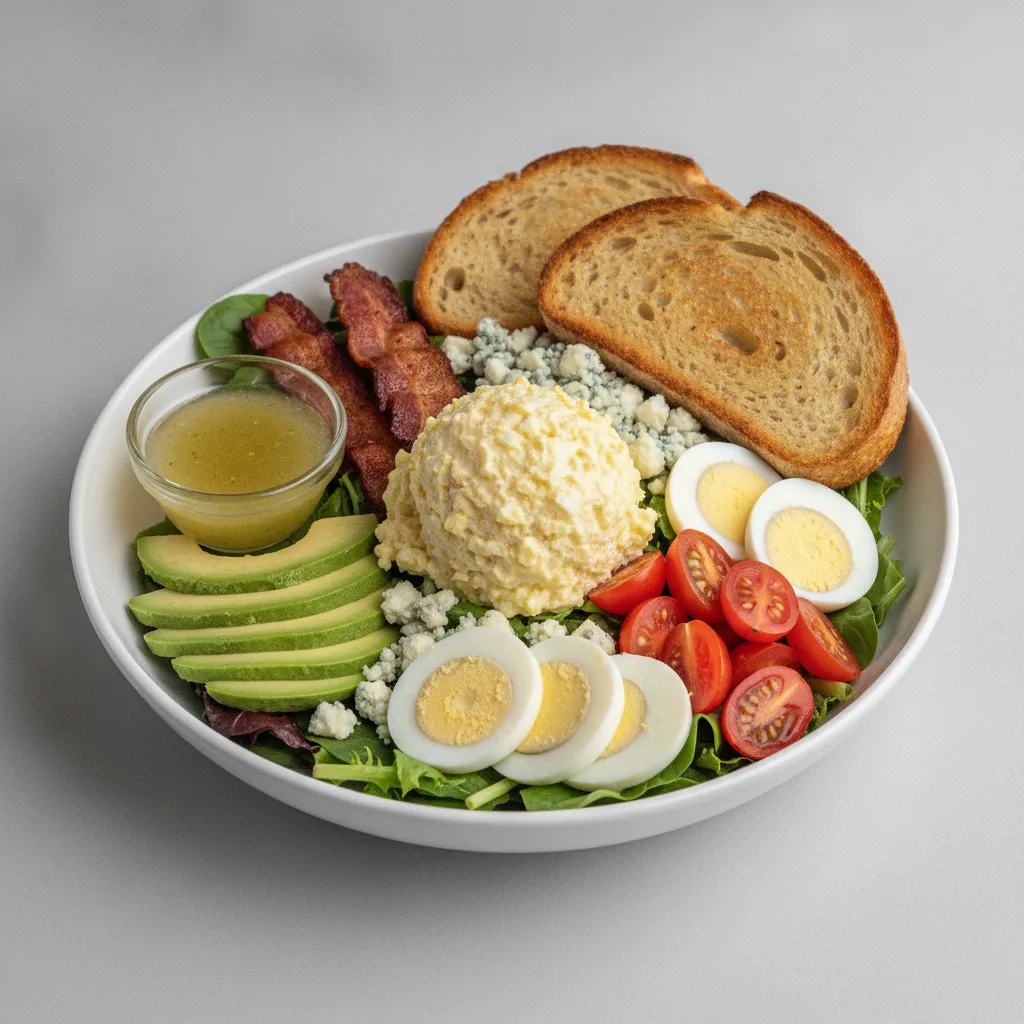 Proper Cobb, Japanese Style Egg Salad, Lemon Herb Vinaigrette, Sourdough