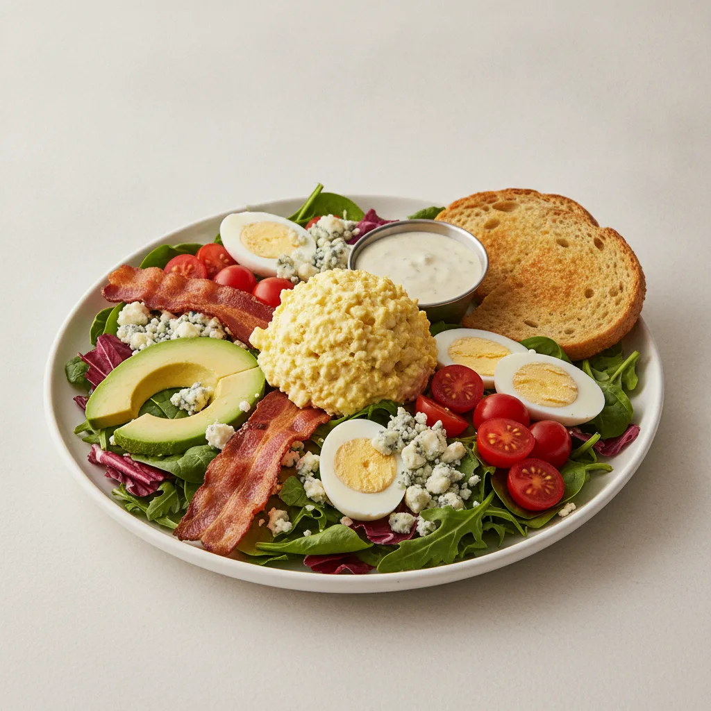 Proper Cobb, Japanese Style Egg Salad, Blue Cheese Dressing, GF Bread
