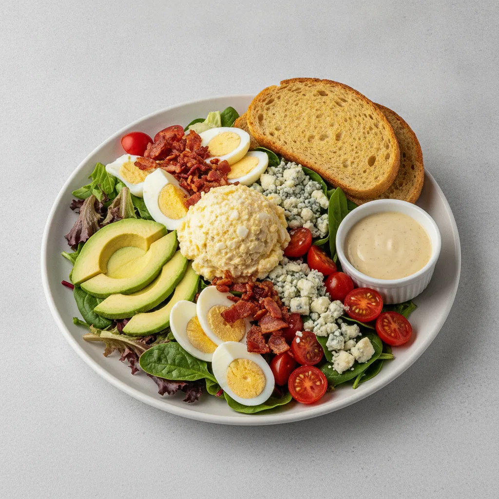 Proper Cobb, Japanese Style Egg Salad, Caesar Dressing, GF Bread