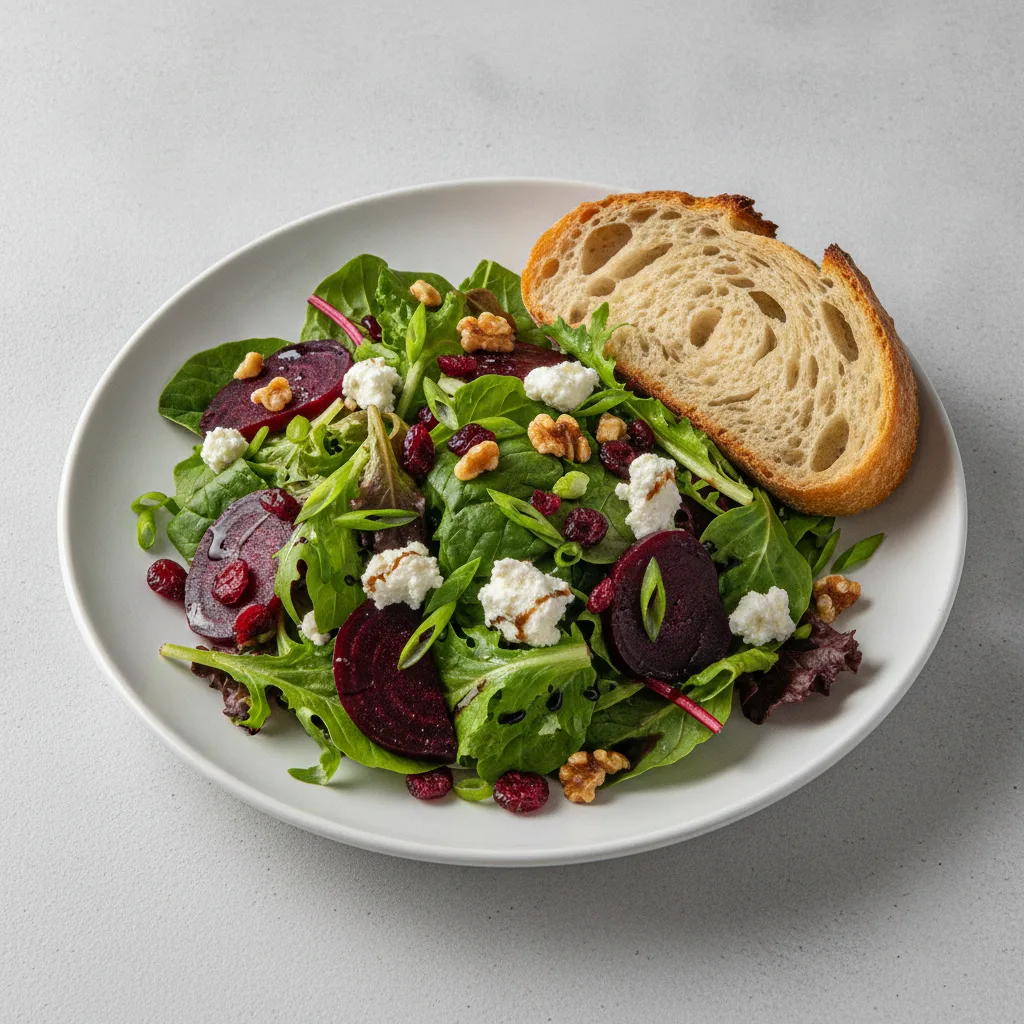 Fresh Beet and Goat Cheese, Balsamic Vinaigrette, Sourdough
