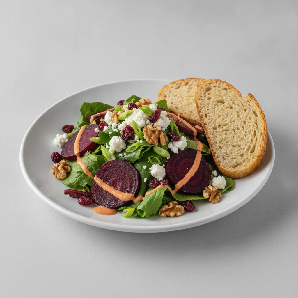 Fresh Beet and Goat Cheese, Chipotle Ranch, GF Bread