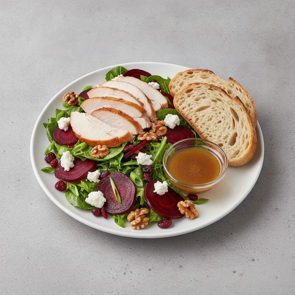Fresh Beet and Goat Cheese, Roasted Turkey, Balsamic Vinaigrette, Sourdough