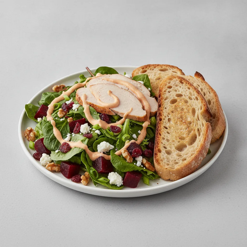 Fresh Beet and Goat Cheese, Roasted Turkey, Chipotle Ranch, Sourdough