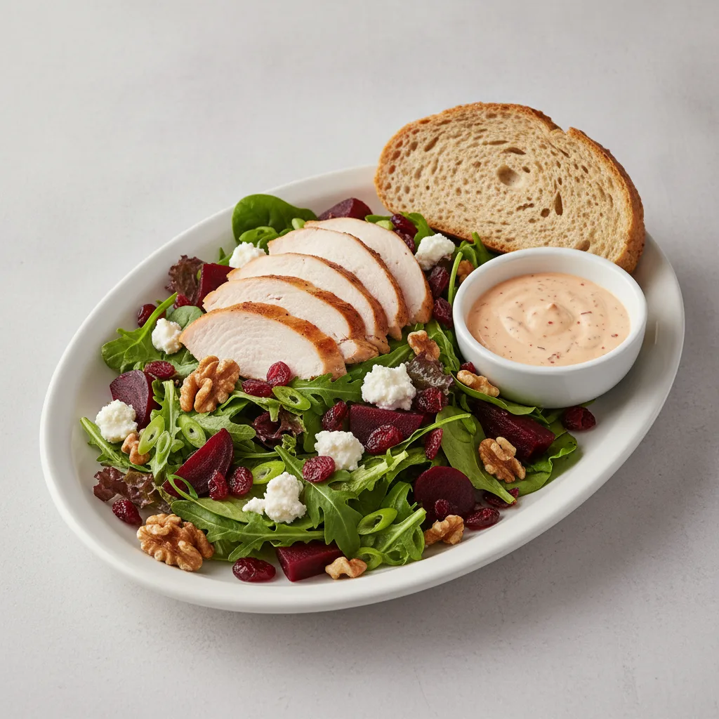 Fresh Beet and Goat Cheese, Roasted Turkey, Chipotle Ranch, GF Bread