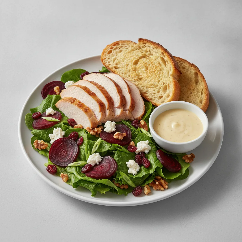 Fresh Beet and Goat Cheese, Roasted Turkey, Caesar Dressing, Sourdough