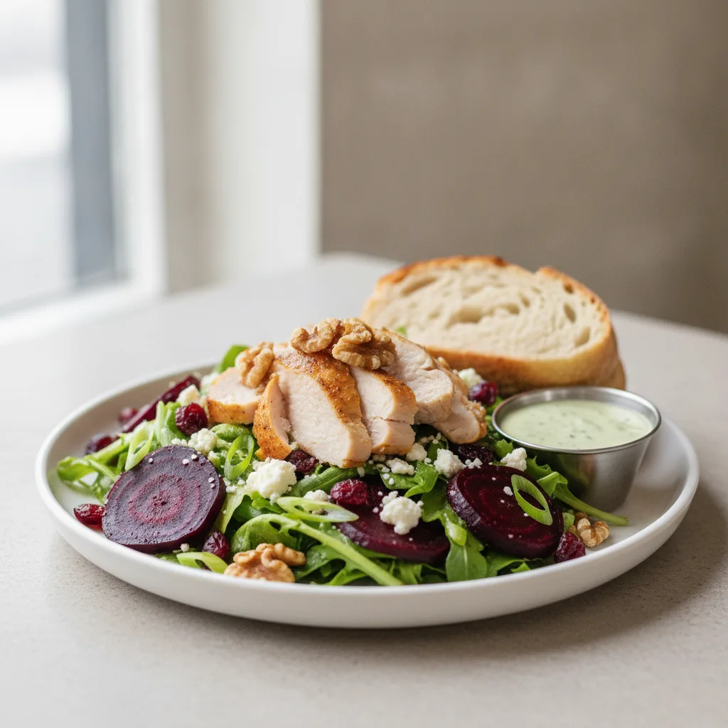 Fresh Beet and Goat Cheese, Roasted Turkey, Green Goddess Dressing, Sourdough